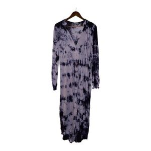 Errant Tie Dye Wrap Plunging V Neck Midi Women Dress Small Midi 100% Rayon